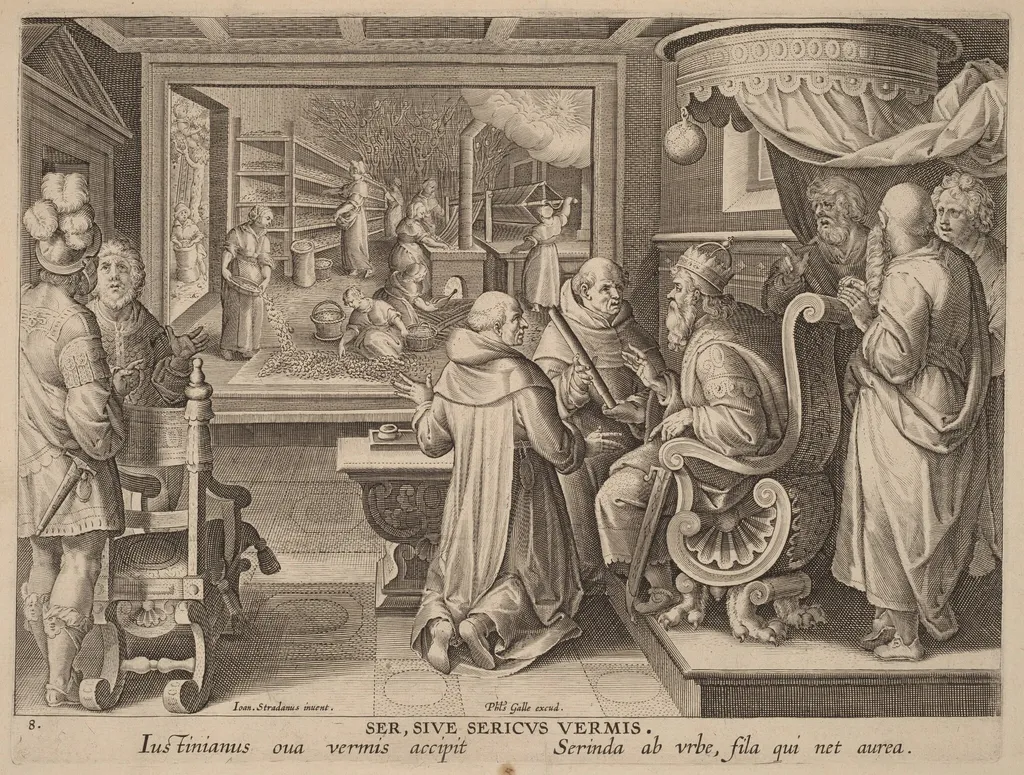 Ser, Sive Sericus Vermis (Silk, or the Silkworm), by Philip Galle, ink, 1592