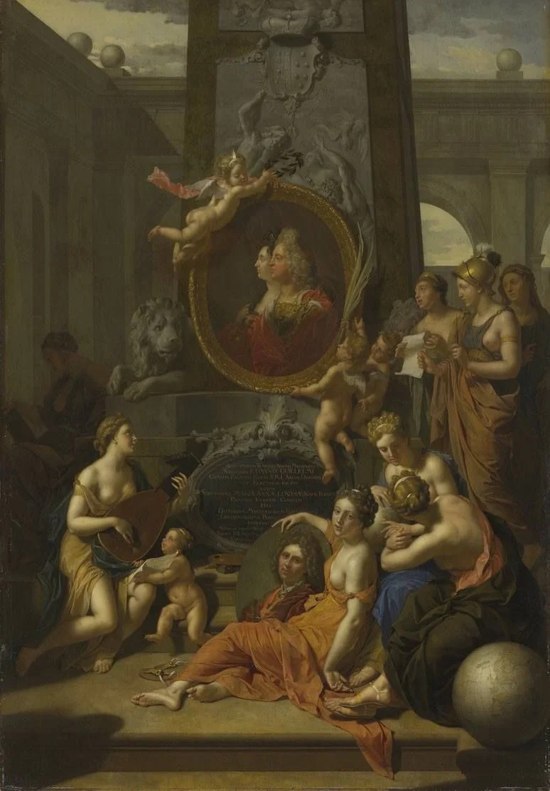 The Arts, represented by the royal couple Johann Wilhelm von der Pfalz and Maria Anna Louisa de' Medici, detail