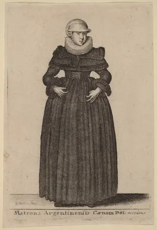 Matrona Argentinensis Caenam Dni Accedens e des Nymphs), by Wenceslaus Hollar, ink, 1647