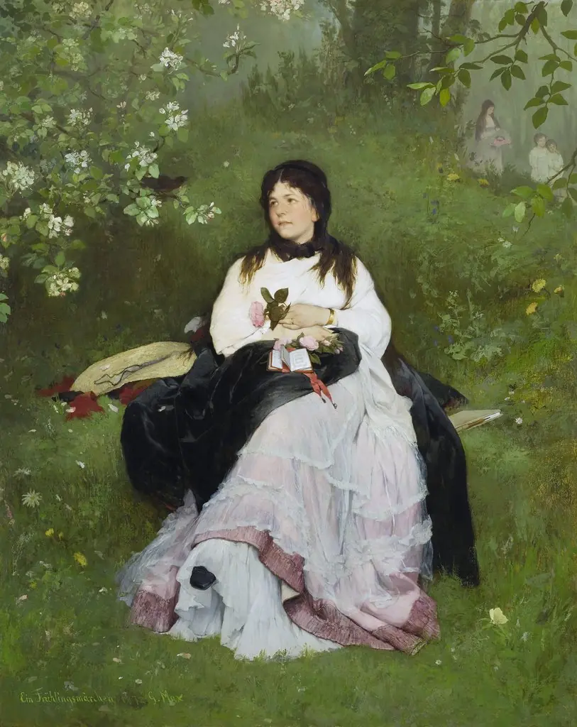 A Spring Fairytale, by Gabriel von Max, oil, 1872