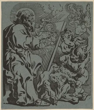 Saint Luke, by Anthonis Sallaert, ink, 1624