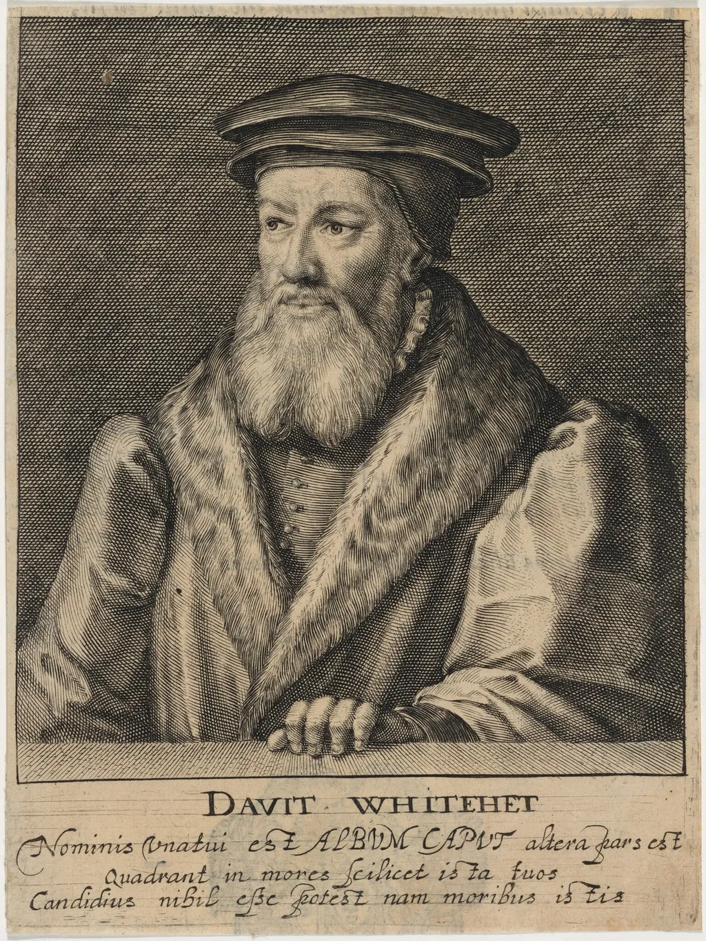 David Whitehead, D.D., Chaplain to Anne Boleyn, by Magdalena van de Passe, ink, 1620