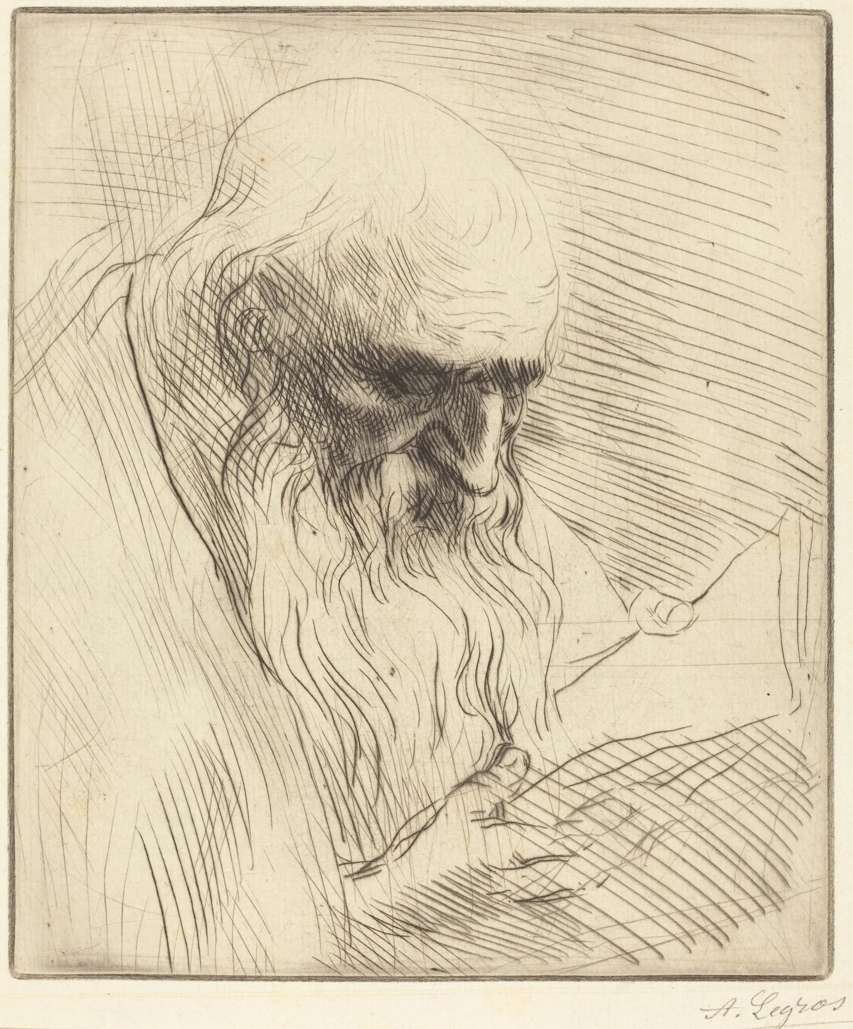 Study of the Head of a Man Reading (Etude de tete d'homme lisant), detail