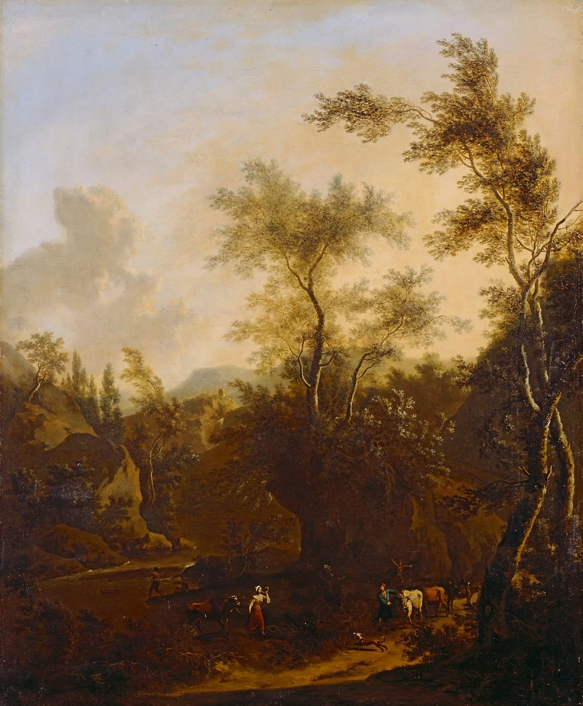 Landschaft mit Hirten und Herde, detail