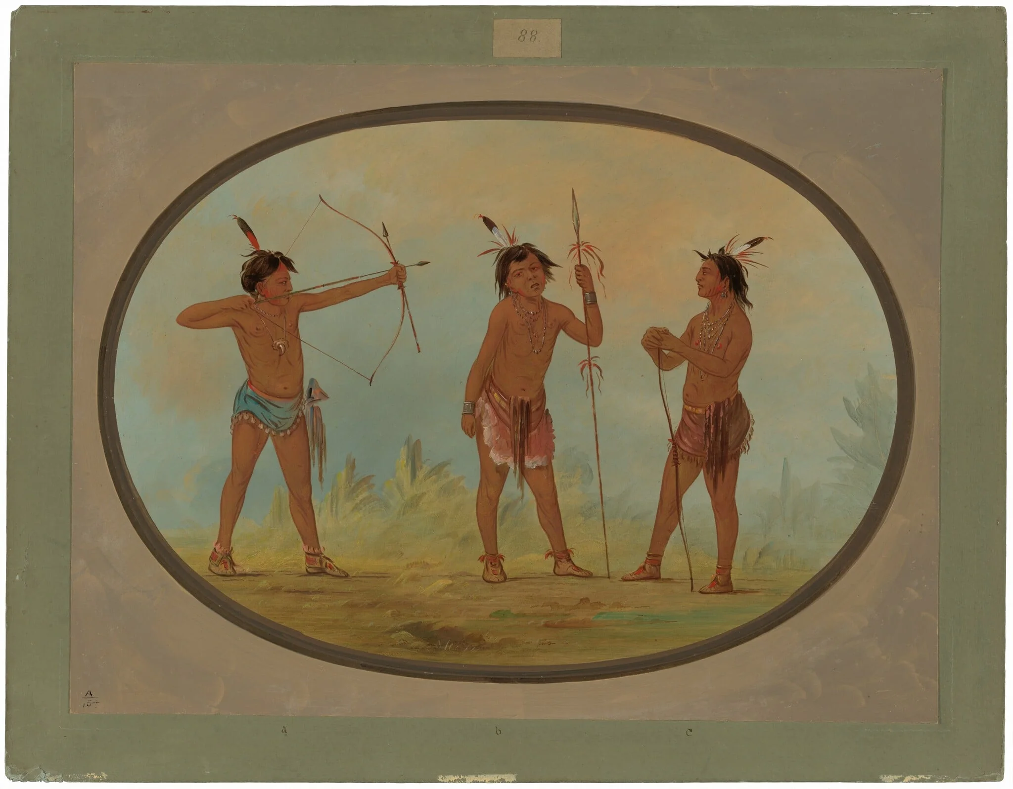 Three Shoshonee Warriors Armed for War, detail