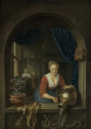 Maid at the Window, by Gerrit Dou, oil, 1660