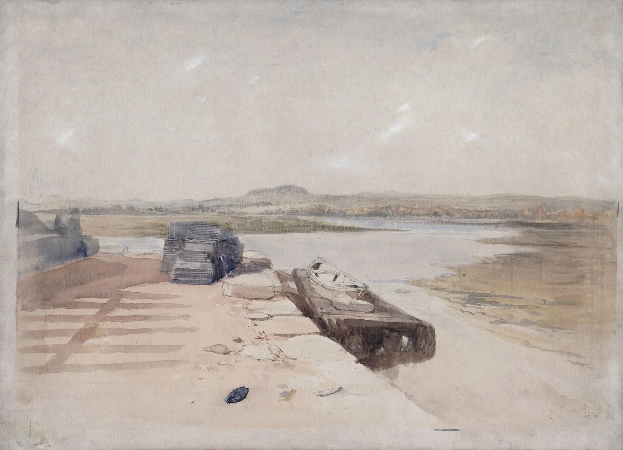 Slate Wharf on the Bank of a River, detail