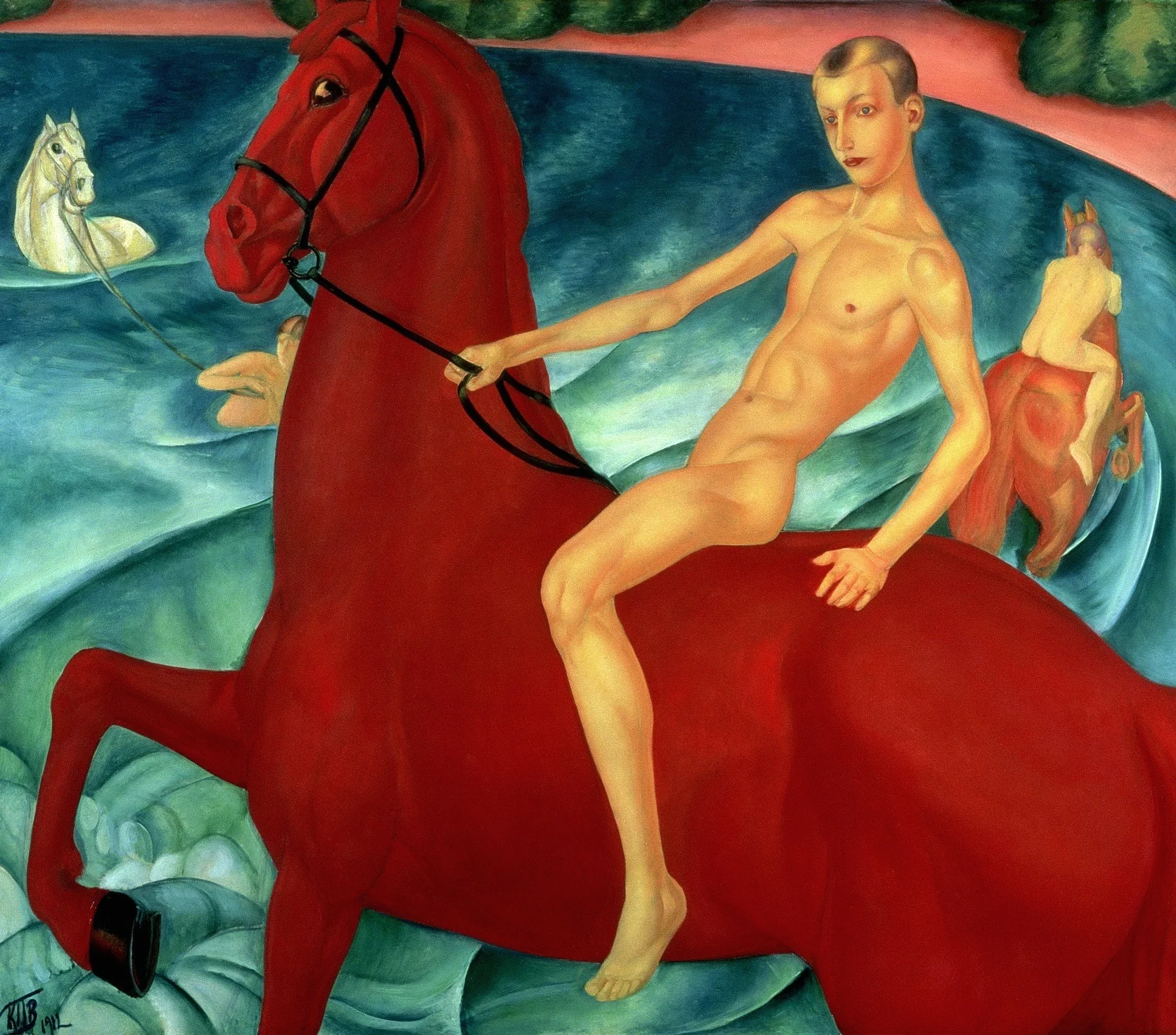 Bathing the Red Horse, detail