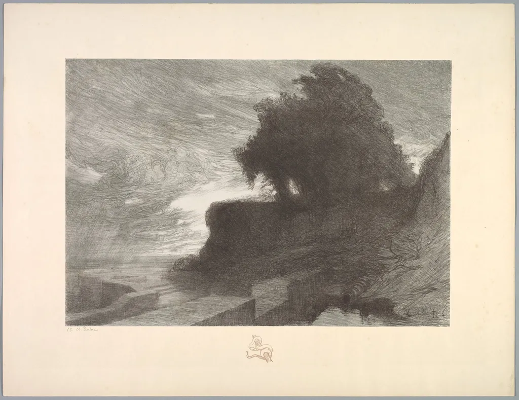 Suite de Paysages: Landscape, Plate 4, Remarque, Snake, by Charles Marie Dulac, 1892