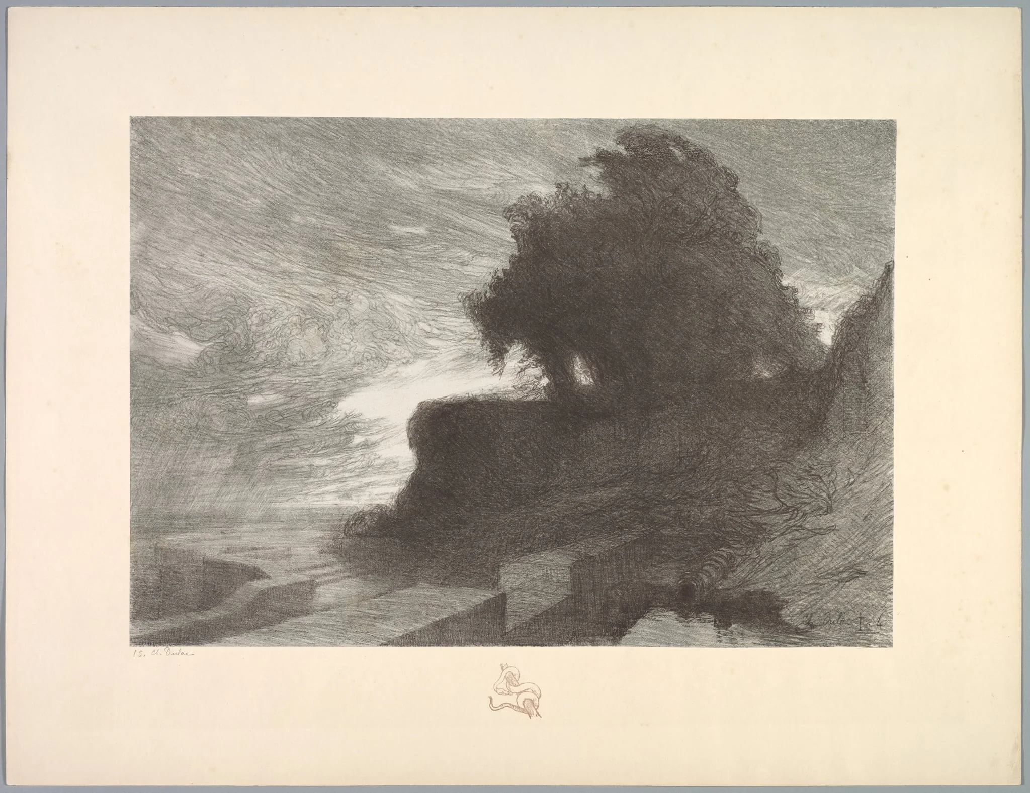 Suite de Paysages: Landscape, Plate 4, Remarque, Snake, detail