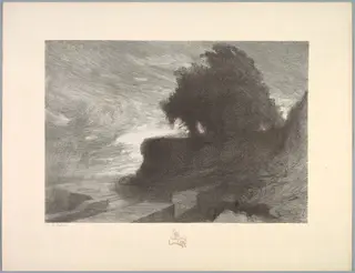 Suite de Paysages: Landscape, Plate 4, Remarque, Snake, by Charles Marie Dulac, 1892