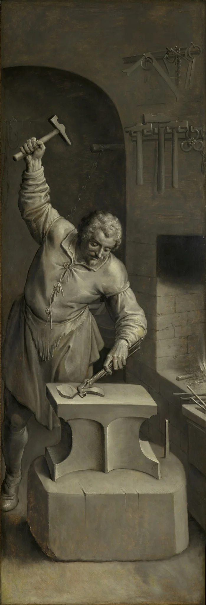 Saint Eligius in his smithy, detail
