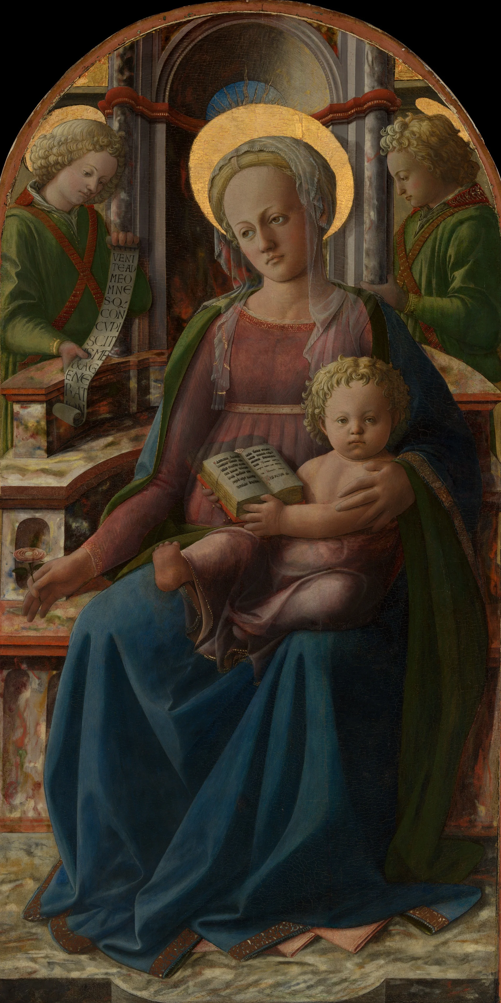 Madonna and Child Enthroned with Two Angels, detail