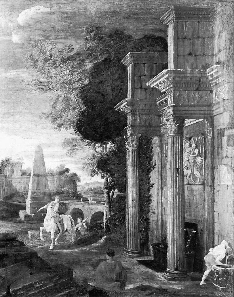 Ruinenlandschaft mit Reiter, detail