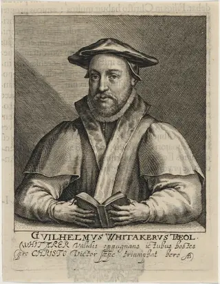 William Whitaker, D.D., Master of Saint John's College, Cambridge, by Magdalena van de Passe, ink, 1620