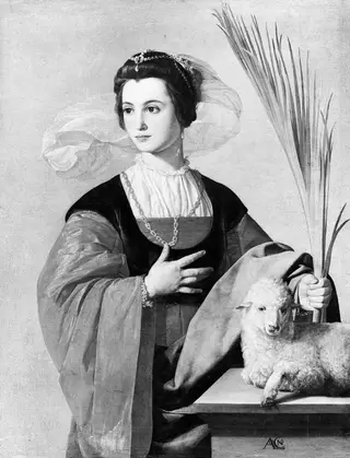 Saint Agnes, by Alonso Cano, paint, 1636