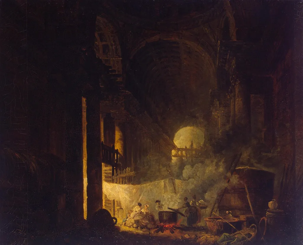 Laundresses in the Ruins, by Hubert Robert, oil, 1760