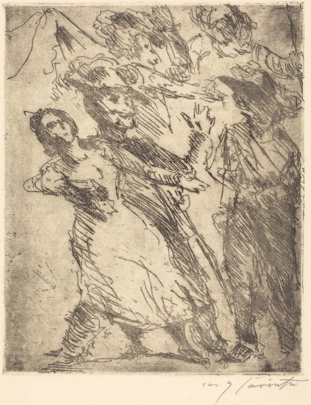 Kavaliere mit einer frau (Cavaliers with a Woman), by Lovis Corinth, ink, 1923