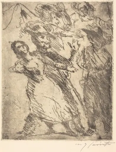 Kavaliere mit einer frau (Cavaliers with a Woman), by Lovis Corinth, ink, 1923
