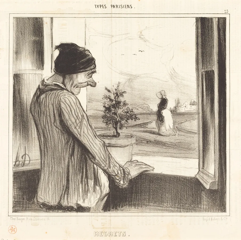 Regrets, by Honoré Daumier, ink, 1840