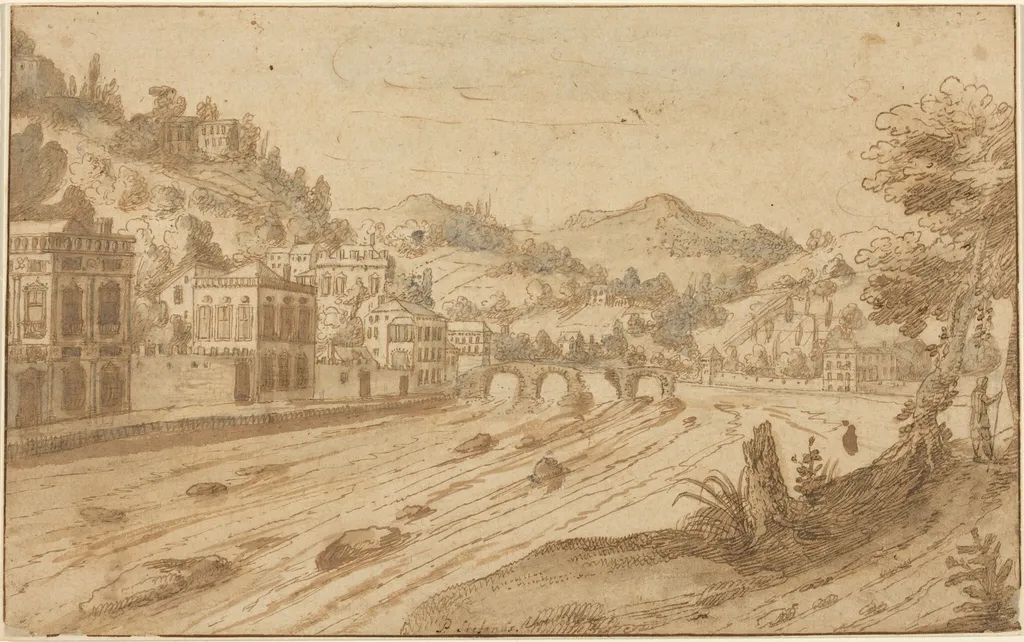 River View, by Pieter Stevens, ink, 1596