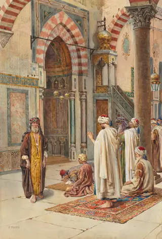 Moslems at Prayer, by P. Pavesi, 1900