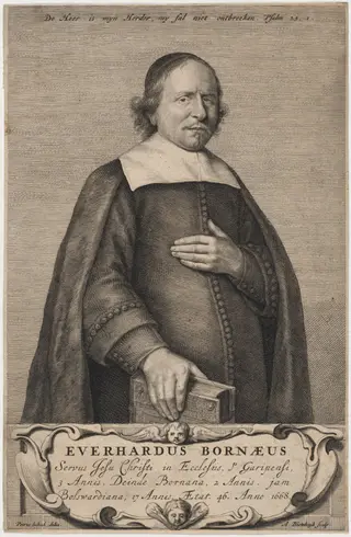Everhard Bornaeus, by Abraham Blooteling, ink, 1668