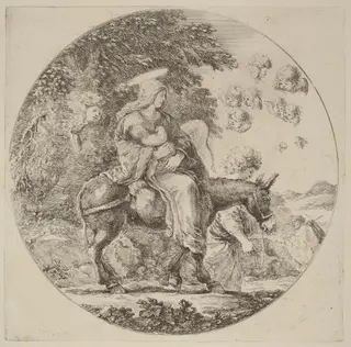 The Flight into Egypt, by Stefano Della Bella, ink, 1662