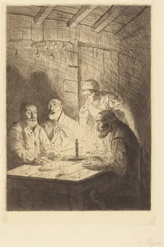 Supper of the Poor (Le souper chez misere), by Alphonse Legros, ink, 1874