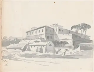 Roman View, by Jacques-Louis David, graphite, 1778