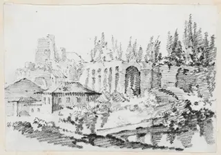 Ruins of the Imperial Palaces on the Palatine Hill, by Joseph-Marie Vien, graphite, 1747