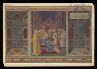Copy after The Ordination of St Lawrence, Fra Angelico in the Niccoline Chapel (Vatican, Rome), by Fra Angelico, watercolor