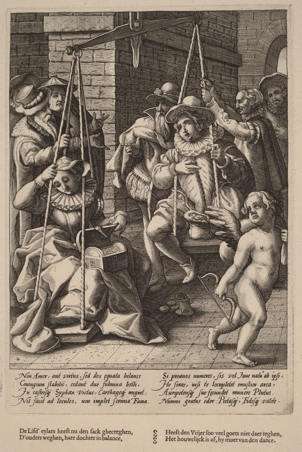 The Scales of Marriage, by Hendrick Goltzius, ink, 1592