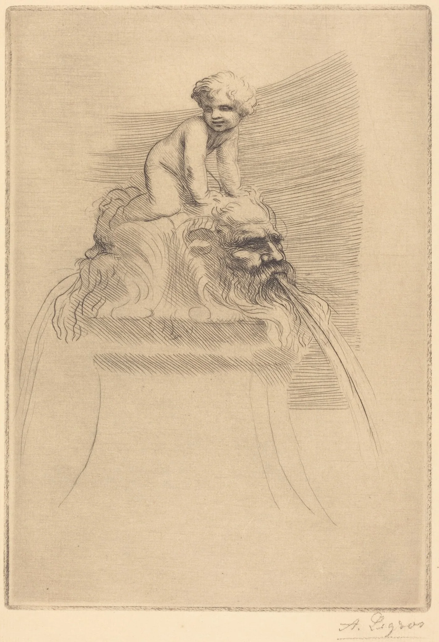 Small Fountain, Child Playing on the Grotesques (Petite fontaine, enfant qui joue surdes masques), detail