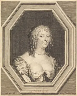 Anne Sophie Herbert, comtesse de Carnarvon, by Jean Morin, ink, 1625