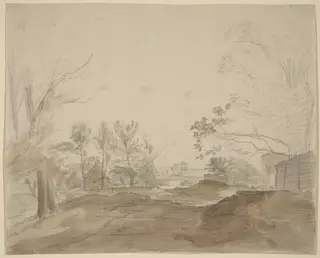 A Road through a Country Village, by Christoph Nathe, graphite, 1790