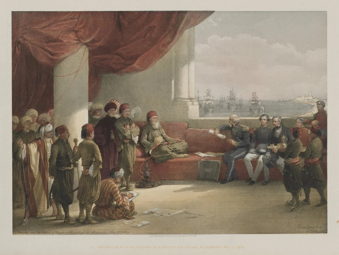 Egypt and Nubia, Volume III: Interview with the Viceroy of Egypt, at his Palace, Alexandria, detail
