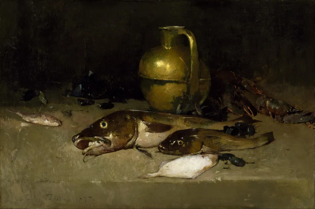 Still Life with Fish, by Emil Carlsen, oil, 1899