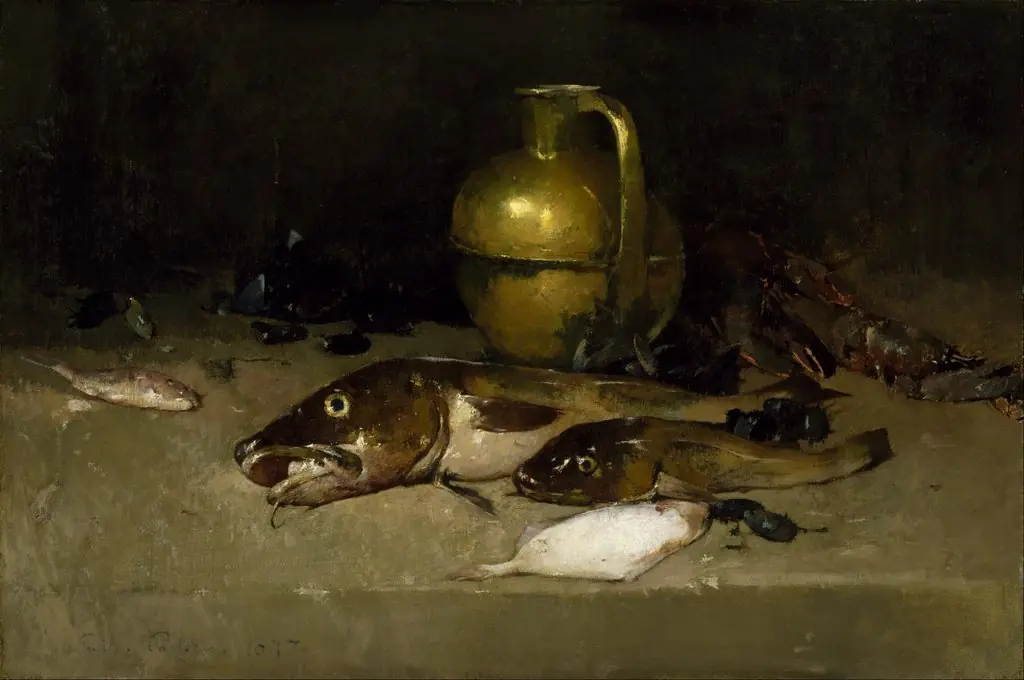 Still Life with Fish, by Emil Carlsen, oil, 1899