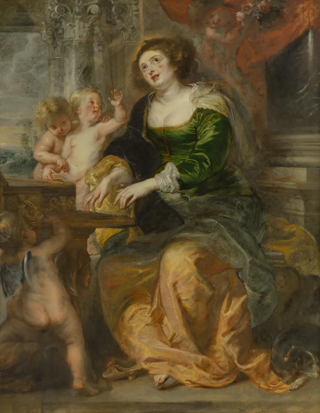 Saint Cecilia playing the virginal, by Peter Paul Rubens, paint, 1640