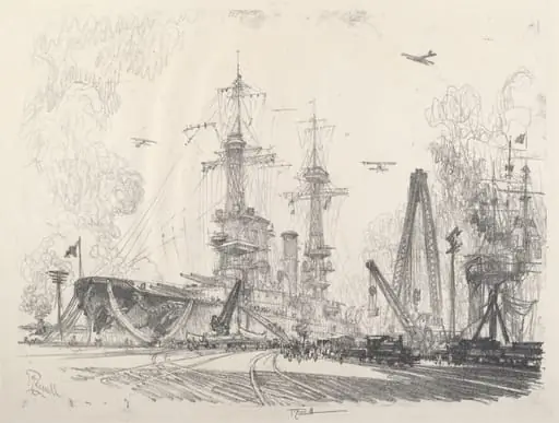 Ready to Start, by Joseph Pennell, ink, 1917