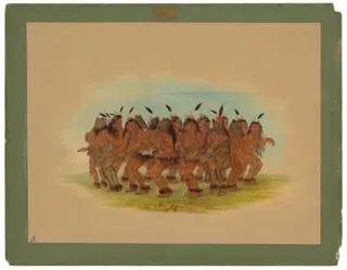 Bear Dance - K'nisteneux, by George Catlin, oil, 1861