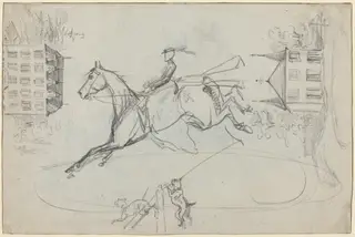 Sheet of Sketches, by Henri de Toulouse-Lautrec, graphite, 1881