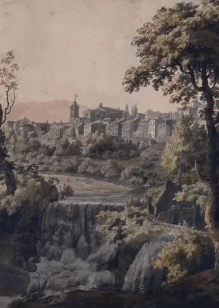 Tivoli: The Great Cascade, by Jonathan Skelton, watercolor, 1758