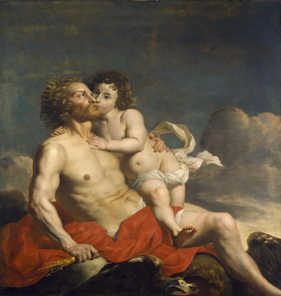 Jupiter and Ganymede, by Nicolaes de Helt Stockade, oil, 1664