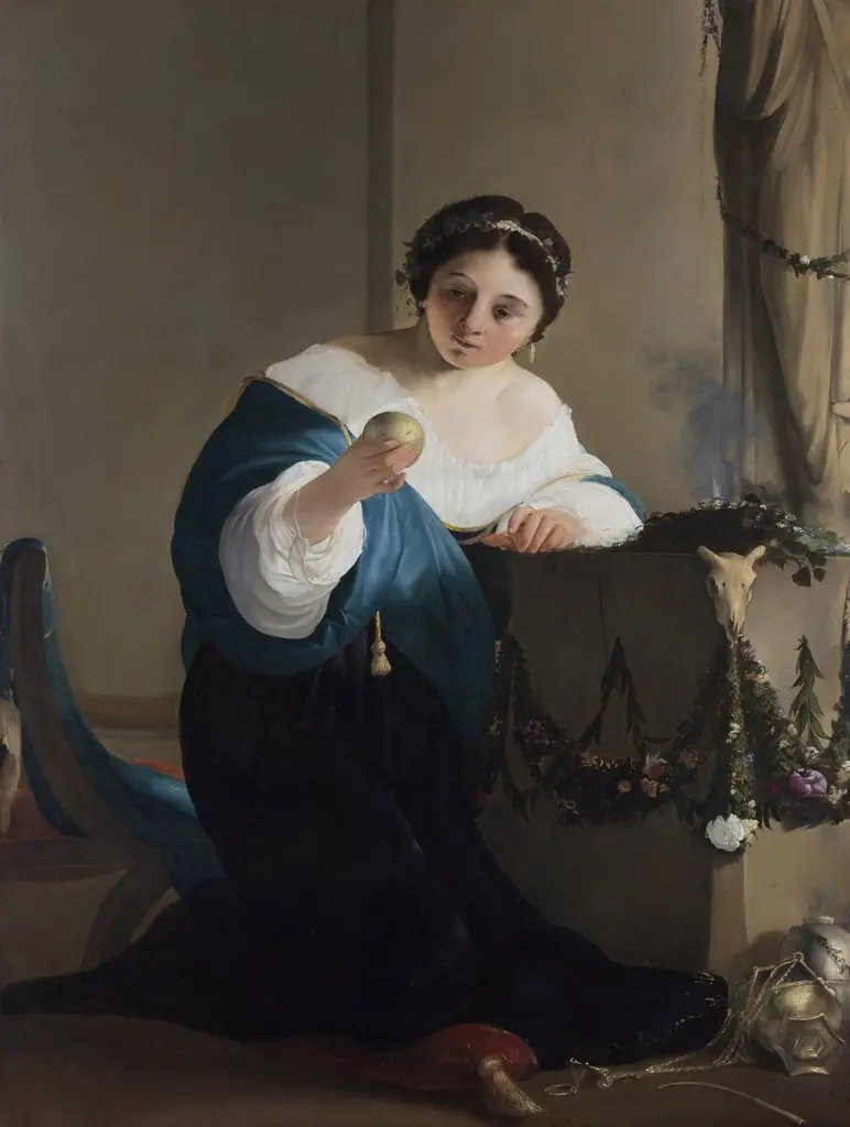 Cydippe with the Apple of Acontius, by Paulus Bor, oil, 1650