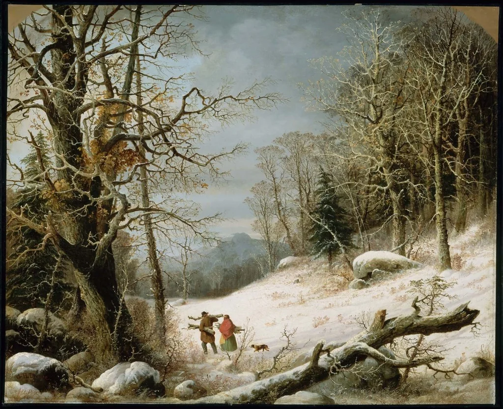 Winter Landscape: Gathering Wood, detail