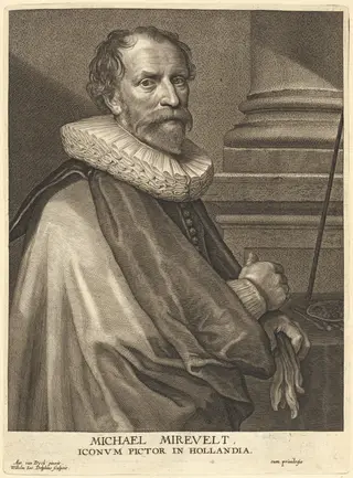 Michel Miereveld, by Willem Jacobsz Delff, ink, 1634