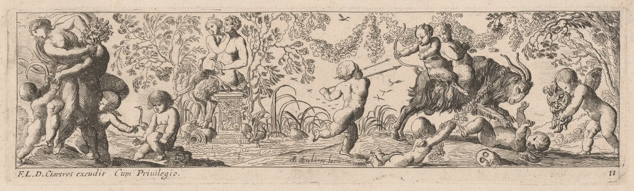 Putti and Satyrs Shooting Arrows, detail