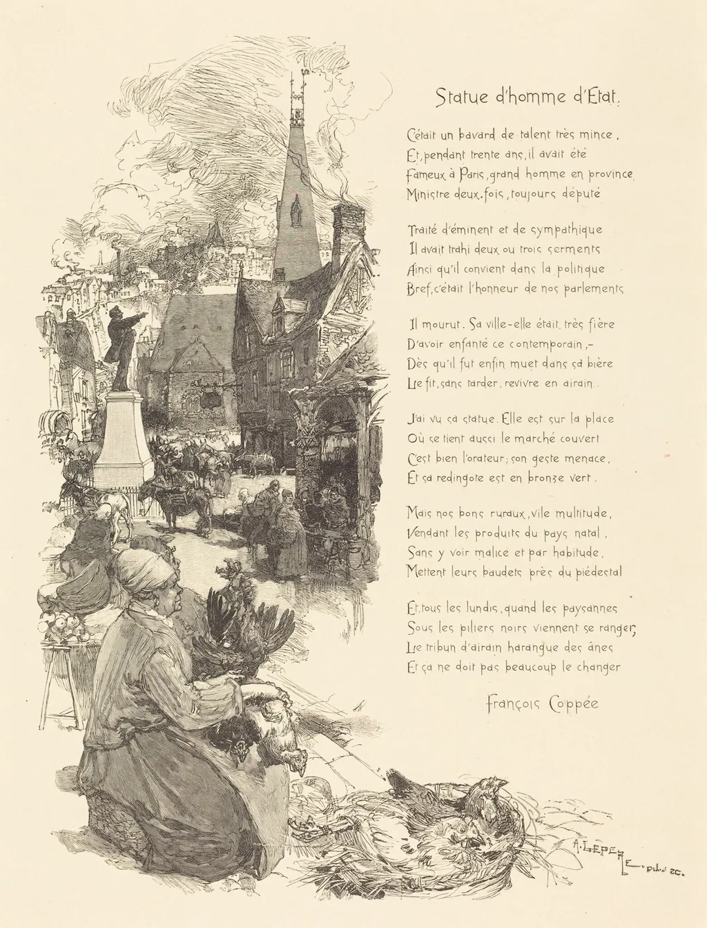 Statue d'homme d'etat, by Auguste Louis Lepère, ink, 1886